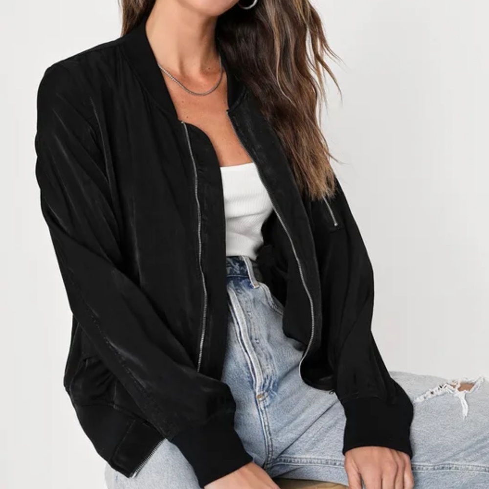 Lulus Black Lightweight Bomber Jacket